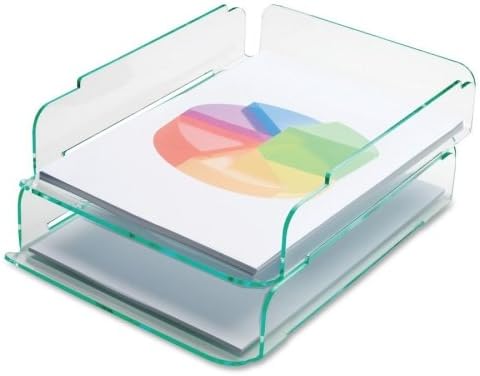 Wholesale CASE of 5 - Lorell Stacking Letter Trays-Stacking Letter Tray, 2/PK, Clear/Green