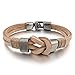 Men's Alloy Genuine Leather Bracelet Bangle Rope Brown Silver Infinity Braided (with Gift Bag)