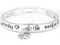 Let Go of Yesterday, Dream of Tomorrow, Work on Today Sun Charm Silver Tone Stretch Bangle Bracelet