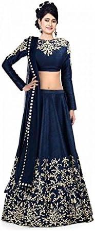 Surat Tex Navy Blue Color Bridal Embroidered Lehenga Choli with Santoon Blouse