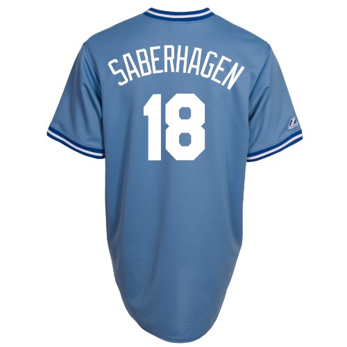 MLB Bret Saberhagen Kansas City Royals Adult Short Sleeve Synthetic Replica Jersey (Columbia, Small)