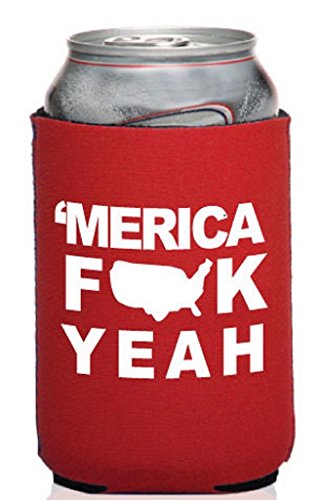 Funny Guy Mugs 'Merica F*ck Yeah Neoprene Can Koozie, Red