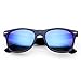 Classic Horn Rimmed Sunglasses with Flash Mirro Lens (Blue Ice)