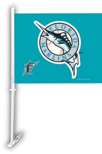 Florida Marlins MLB Car Flag With Wall Brackett