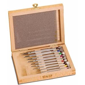 WATCHMAKER SCREWDRIVERS SET OF 9 WOOD BOX