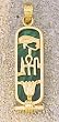 18k Gold Health, Life & Happiness Cartouche Pendant w/Malachite