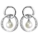 14kt White Gold Double Loop Diamond and Pearl Earrings