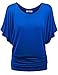 Amstt Womens Pure Color Short Sleeve Boat Neck Dolman Drape Tunics Top