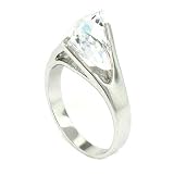 Classic Solitaire Promise Ring w/Fancy-cut White CZ