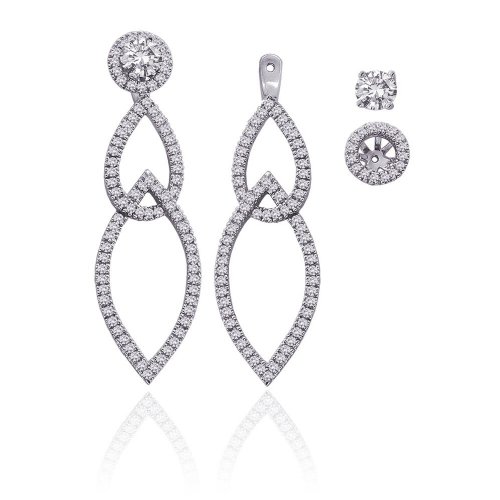 14K White Gold 1 ct GH Diamond Earring Jackets