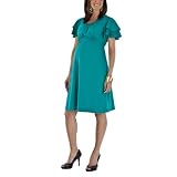 Moody Mamas Maternity Chiffon Trim Knit Dress  TealXL