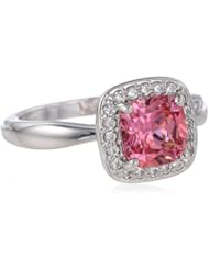 Myia Passiello "Cushion" Cut Fancy Pink Swarovski Zirconia Halo Ring