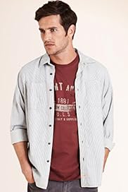 North Coast Pure Cotton Long Sleeve Fine Striped Shirt T Shirt Set