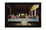 Art Reproduction Oil Painting - The Last Supper with Black Satin King Frame - Eco Friendly - 31 X 43 - Hand Painted Framed Canvas Art