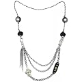 Rocker Triple-Chain Wrap Bead Necklace