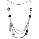 Rocker Triple-Chain Wrap Bead Necklace