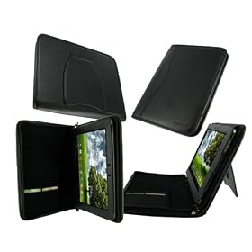 rooCASE Executive Portfolio (Black) Leather Case Cover with Landscape / Portrait View for Asus Eee Pad Transformer 10.1-Inch TF101 Android Tablet Wi-Fi