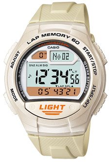 Casio Men's W734-7AV Beige Rubber Quartz Watch with Digital Dial