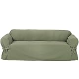 Waffle-Weave Sofa Slipcover - Irish Moss Green