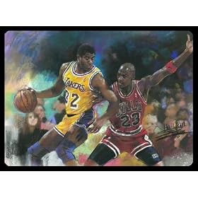 MAGIC JOHNSON MICHEAL JORDAN #566, BASKETBALL, SPORTS, PRINTS, POSTERS, LITHOGRAPHS, ART, ARTWORK