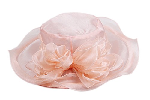 Dantiya Women's Organza Wide Brim Church Tea Party Kentucky Derby Hat