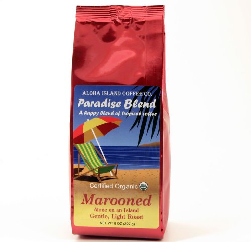 Aloha Island Coffee Company Marooned, Gentle, Light Roast, Organic Ground Coffee, 8-Ounce Bags (Pack of 2)