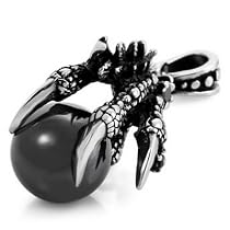 Mens Silver Stainless Steel Gothic Dragon Claw Necklace Pendants