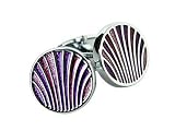 Unique Pink, Purple, & Red Enamel Round Silver Cufflinks by Cuff-Daddy