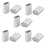 uxcell　アルミニウム鋼 6.35mm　鋼ワイヤーロープクリップ　10個 シルバートーン