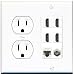 Round Power Outlet 4 Port HDMI 1 Coax Cable TV- F-Type Cat5e Ethernet Wall Plate