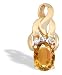 14K Yellow Gold Genuine Oval Citrine and Diamond Pendant