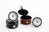Travel Alarm Clock In Faux Leather Case Black