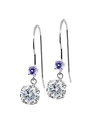 1.16 Ct Round I/J Diamond Blue Tanzanite 14K White Gold Earrings