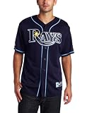 MLB Men's Tampa Bay Rays Evan Longoria Navy Alternate Short Sleeve 6 Button Synthetic Replica Baseball Jersey Spring 2012  (Navy, Large)