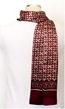 Ornamental Print on Burgundy - Silk Mens Scarf 10.5'x64'