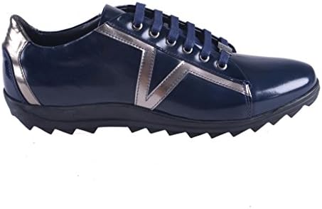 Versace Collection Men's Blue Leather Fashion Sneakers Shoes US 10 IT 43
