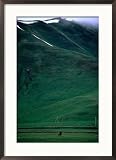 Horseman Rides Across Karaka Valley, Near Karakol, Karakol, Kyrgyzstan Scenic Framed Art Poster Print by Anthony Plummer, 21x29