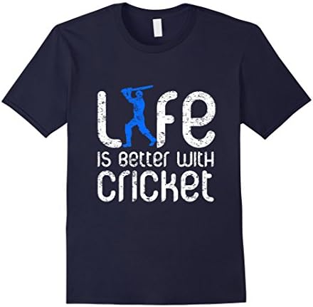 Men's Life is Better with Cricket Fan T-Shirt Medium Navy