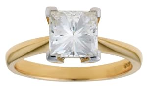 18ct Gold 7.0.mm (2ct Equivelent) Moissanite Square Single Stone Ring - Size N