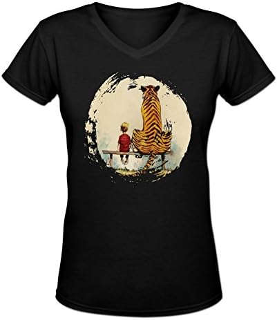 Calvin And Hobbes Thomas Tiger Short Sleeve Womens T Shirt by Dyzone L Black