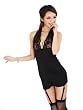 Mlaemq Lace Sexy Lingerie Babydoll+G-string+garter Belt Color Black One Size