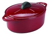 Daniel Boulud Kitchen Infiniti Cast Iron Cookware 3 quart Oval Roaster, Red