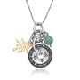 Sterling Silver Marcasite "Two-Tone" Jade Hope Charm Pendant, 18"
