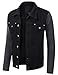 URBANCREWS Mens Hipster Hip Hop Button Down Long Sleeve Hooded Denim Jacket