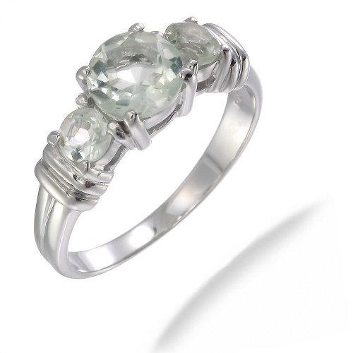 1.75 CT. Three-Stone Natural Green Amethyst Ring In Sterling Silver