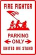 FIRE FIGHTER PARKING usa flag hero NEW sign