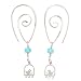 Spiral Hoop Dangle Earrings with Bird on a Swing in Sterling Silver with Turquoise Gemstone Bead, #7571