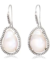 Jordan Alexander "Slice" Silver and Exterior White Pearl Slice and Diamonds Earrings