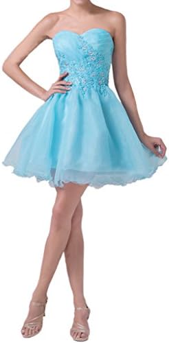 Vienna Bride Cute Mini Appliques Sweetheart Homecoming Party Cocktail Prom Dress-8-Sky Blue