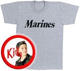 Kids Marines Printed T-Shirt Grey, Kids Large
